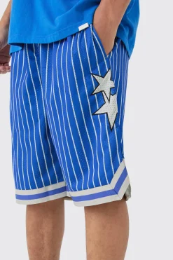 boohooMAN Loose Fit Basketball Stripe Mesh Shorts | UK| Shorts