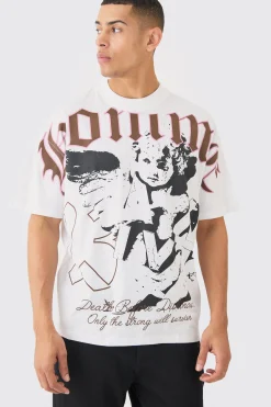 Loose Fit Extended Neck Homme Large Scale Graphic T-shirt | UK^boohooMAN Online