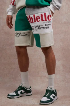 boohooMAN Loose Fit Graphic Patchwork Jersey Shorts | UK| Shorts