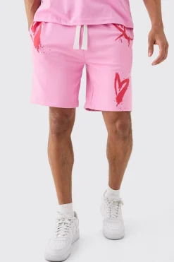 boohooMAN Loose Fit Heart Short | UK| Shorts