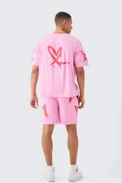 boohooMAN Loose Fit Heart Short | UK| Shorts