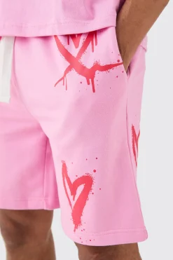 boohooMAN Loose Fit Heart Short | UK| Shorts