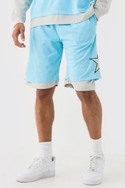 boohooMAN Loose Fit Layered Basketball Mesh Short | UK| Shorts