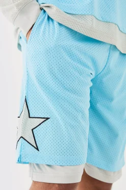 boohooMAN Loose Fit Layered Basketball Mesh Short | UK| Shorts