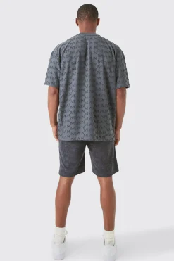 boohooMAN Loose Fit Man Towelling Jacquard Shorts | UK| Shorts