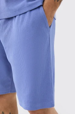 boohooMAN Loose Fit Mid Length Heavyweight Ribbed Shorts | UK| Shorts