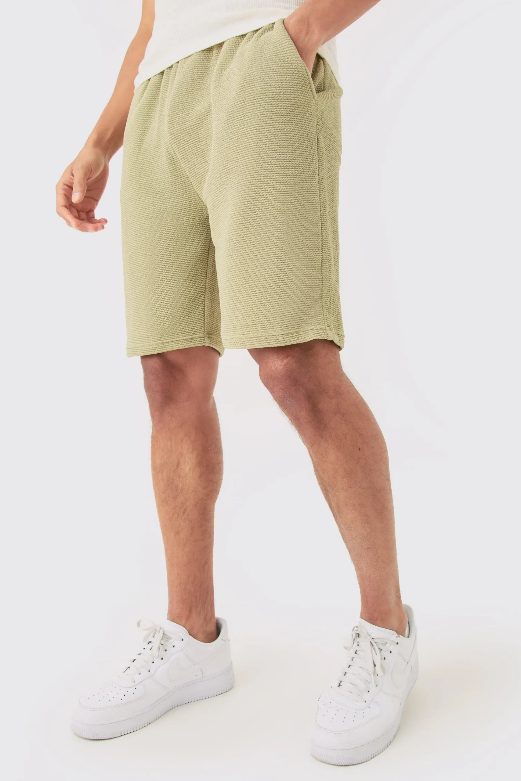 boohooMAN Loose Fit Mid Length Textured Shorts | UK| Shorts