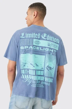 Loose Fit Moon Graphic Back Print T-shirt | UK^boohooMAN New