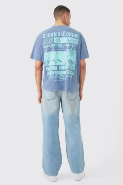 Loose Fit Moon Graphic Back Print T-shirt | UK^boohooMAN New