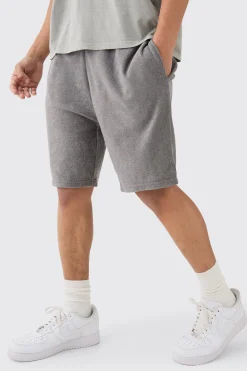 boohooMAN Loose Fit Split Hem Towelling Short | UK| Shorts