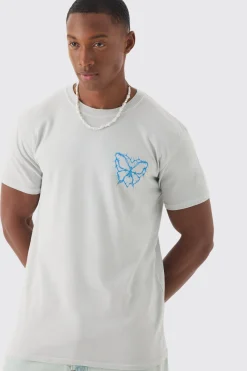 Loose Gothic Butterfly Chest Print T-shirt | UK^boohooMAN Online