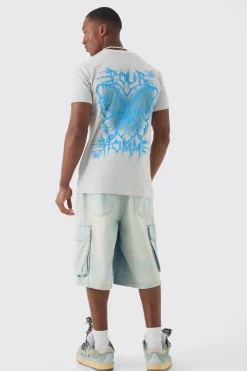 Loose Gothic Butterfly Chest Print T-shirt | UK^boohooMAN Online