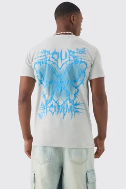 Loose Gothic Butterfly Chest Print T-shirt | UK^boohooMAN Online