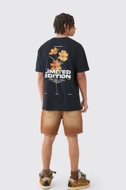 Loose Limited Edition Floral Back Print T-shirt | UK^boohooMAN Online