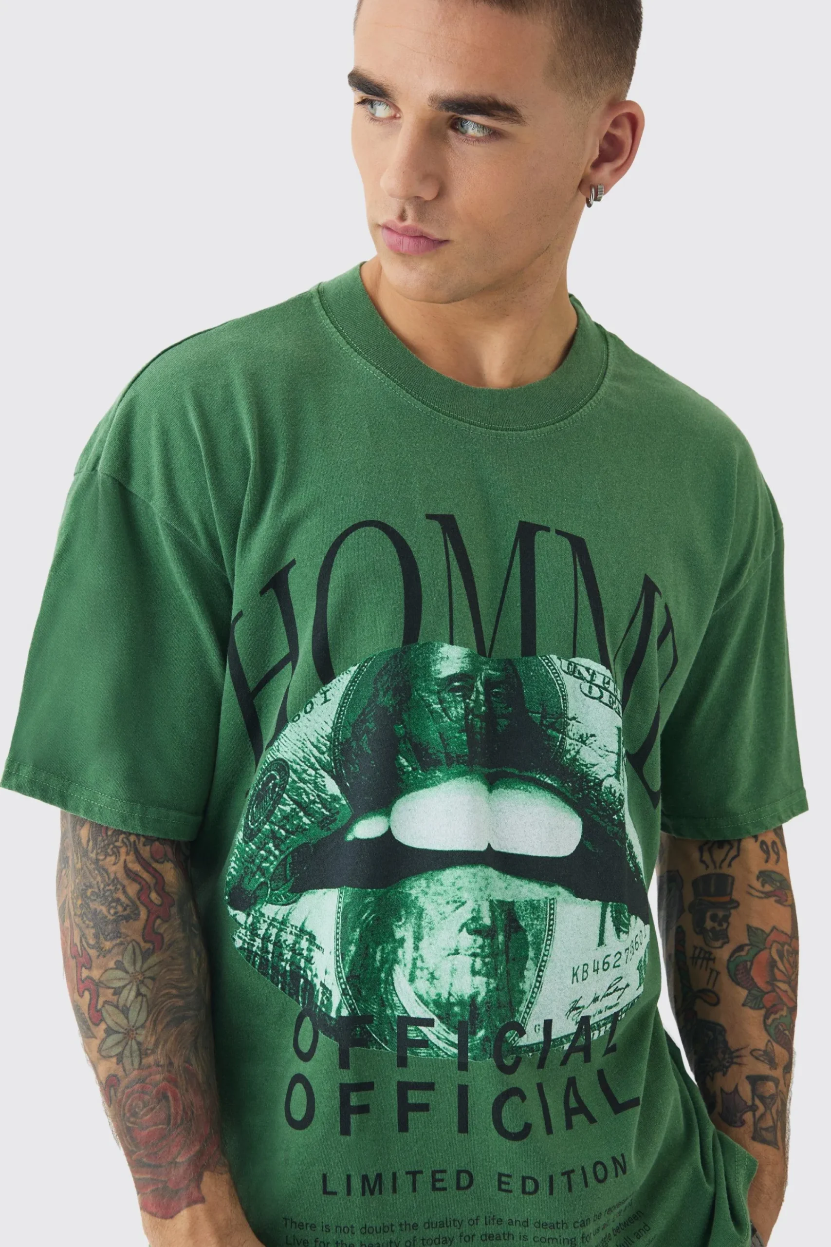 Loose Washed Money Lip Print T-shirt | UK^boohooMAN New