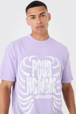Loose Washed Ribcage Print T-shirt | UK^boohooMAN Clearance