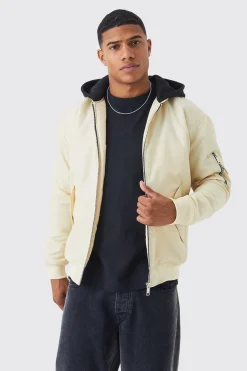 boohooMAN Ma1 Bomber With Jersey Hood | UK| Coats & Jackets