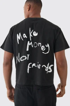 Make Money Not Friends Back Print Slogan Baby Tee | UK^boohooMAN Sale