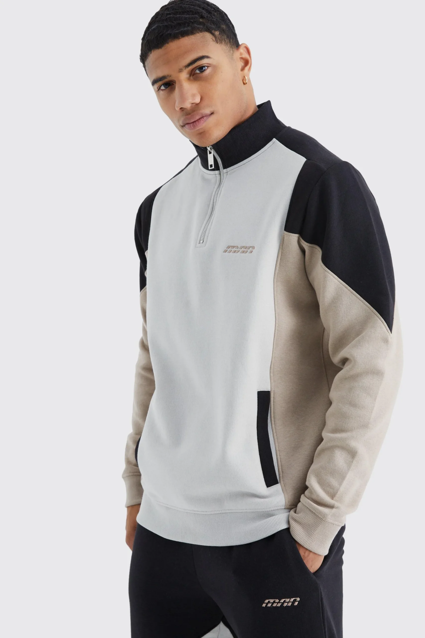 boohooMAN Man 1/4 Zip Funnel Neck Colour Block Tracksuit | UK| Tracksuits