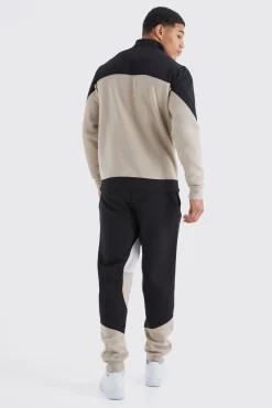 boohooMAN Man 1/4 Zip Funnel Neck Colour Block Tracksuit | UK| Tracksuits