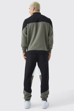 boohooMAN Man 1/4 Zip Funnel Neck Colour Block Sweatshirt | UK| Hoodies & Sweatshirts