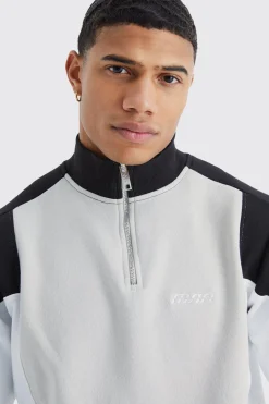 boohooMAN Man 1/4 Zip Funnel Neck Colour Block Sweatshirt | UK| Hoodies & Sweatshirts