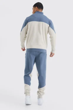 boohooMAN Man 1/4 Zip Funnel Neck Colour Block Tracksuit | UK| Tracksuits