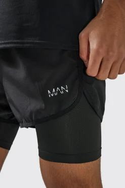 boohooMAN Man Active 2 In 1 3inch Regular Fit Running Short | UK| Underwear & Socks|Underwear & Socks