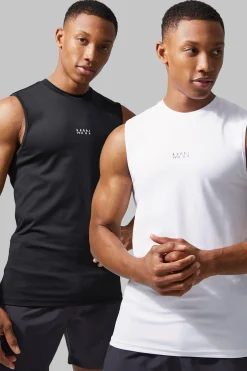 Man Active 2 Pack Compression Tank | UK^boohooMAN Hot