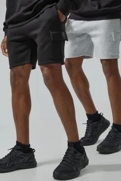 boohooMAN Man Active 2 Pack Regular Fit 5inch Cargo Shorts | UK| Shorts