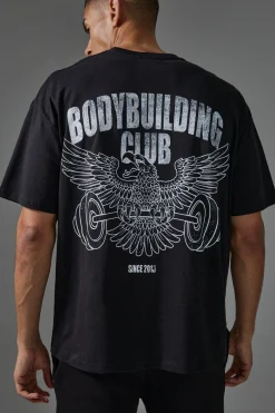 Man Active Body Building Club Oversized T-shirt | UK^boohooMAN New