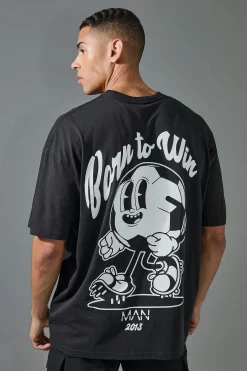 Man Active Born To Win Football Oversized T-shirt | UK^boohooMAN
