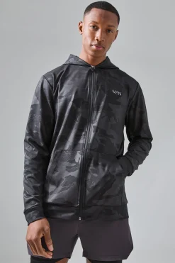 boohooMAN Man Active Camo Performance Regular Fit Zip Through Hoodie | UK| Hoodies & Sweatshirts