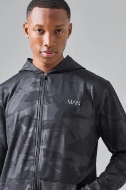 boohooMAN Man Active Camo Performance Regular Fit Zip Through Hoodie | UK| Hoodies & Sweatshirts