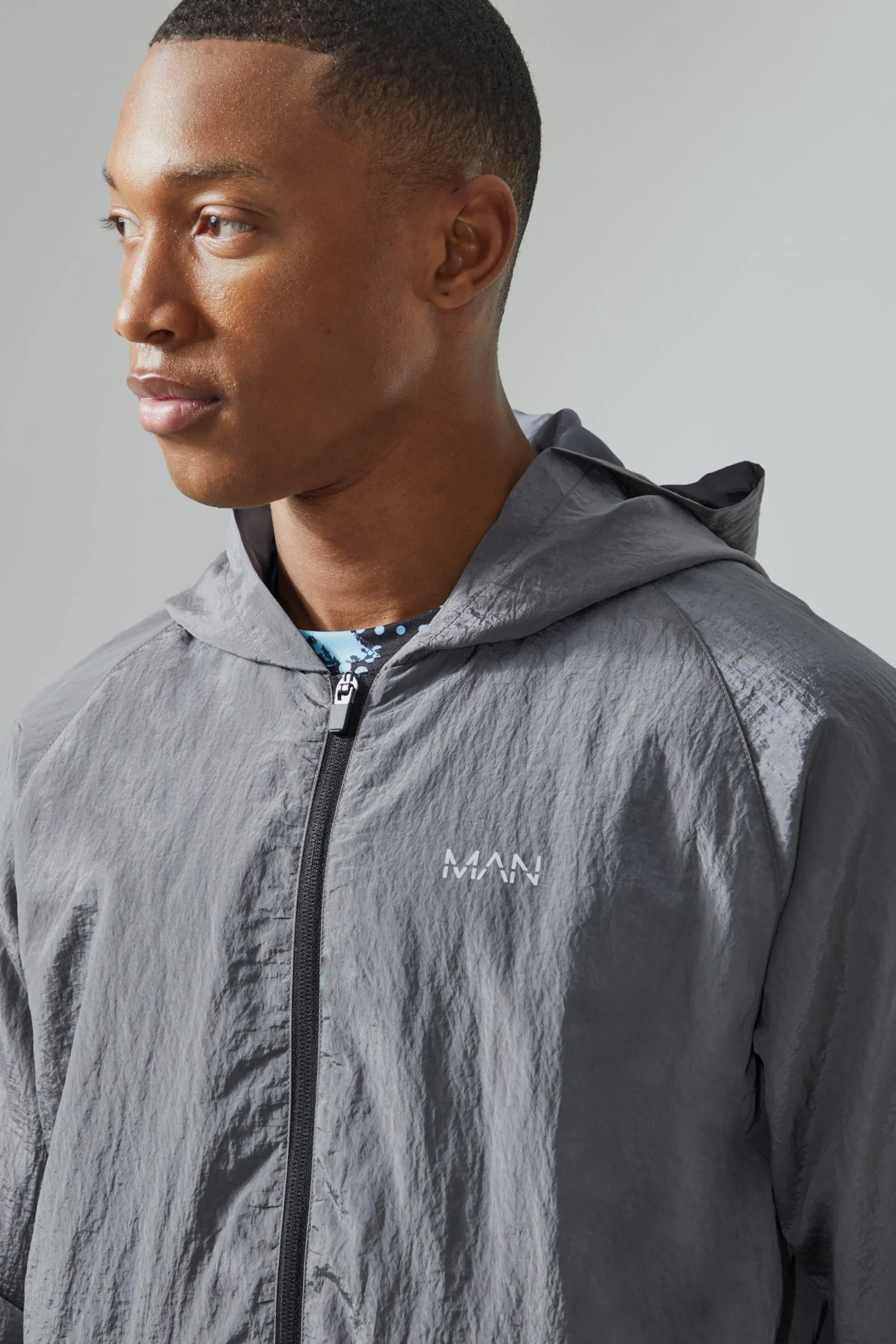 boohooMAN Man Active Crinkle Nylon Utility Regular Fit Windbreaker | UK| Coats & Jackets