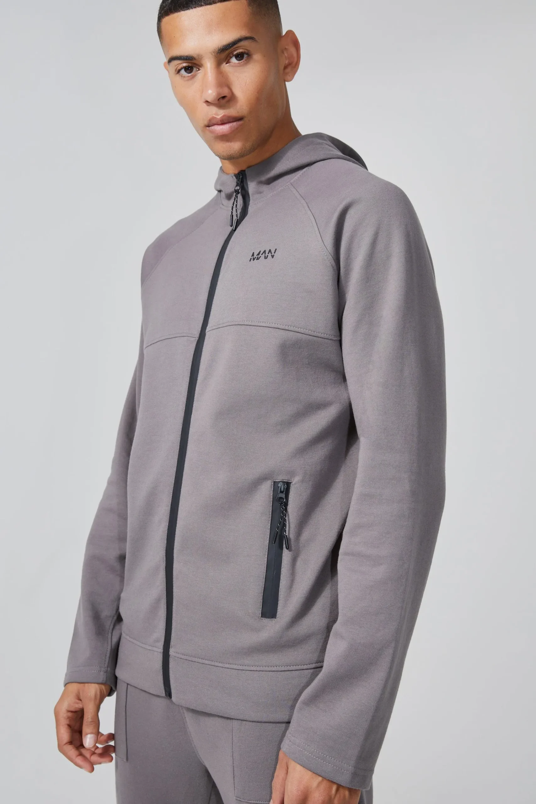 boohooMAN Man Active Fleece Regular Fit Zip Thru Hoodie | UK| Hoodies & Sweatshirts