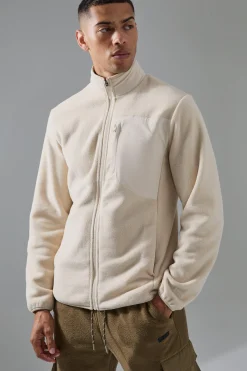boohooMAN Man Active Fleece Zip Thru Track Top | UK| Coats & Jackets