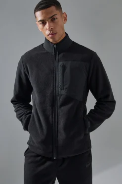 boohooMAN Man Active Fleece Zip Thru Track Top | UK| Coats & Jackets
