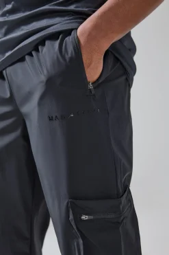 boohooMAN Man Active Gym Deep Rib Tech Tapered Cargo Pant | UK| Trousers|Joggers