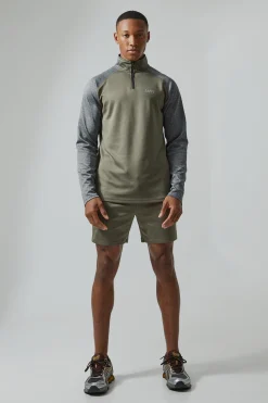 boohooMAN Man Active Gym Funnel Neck Short Set | UK| Tracksuits