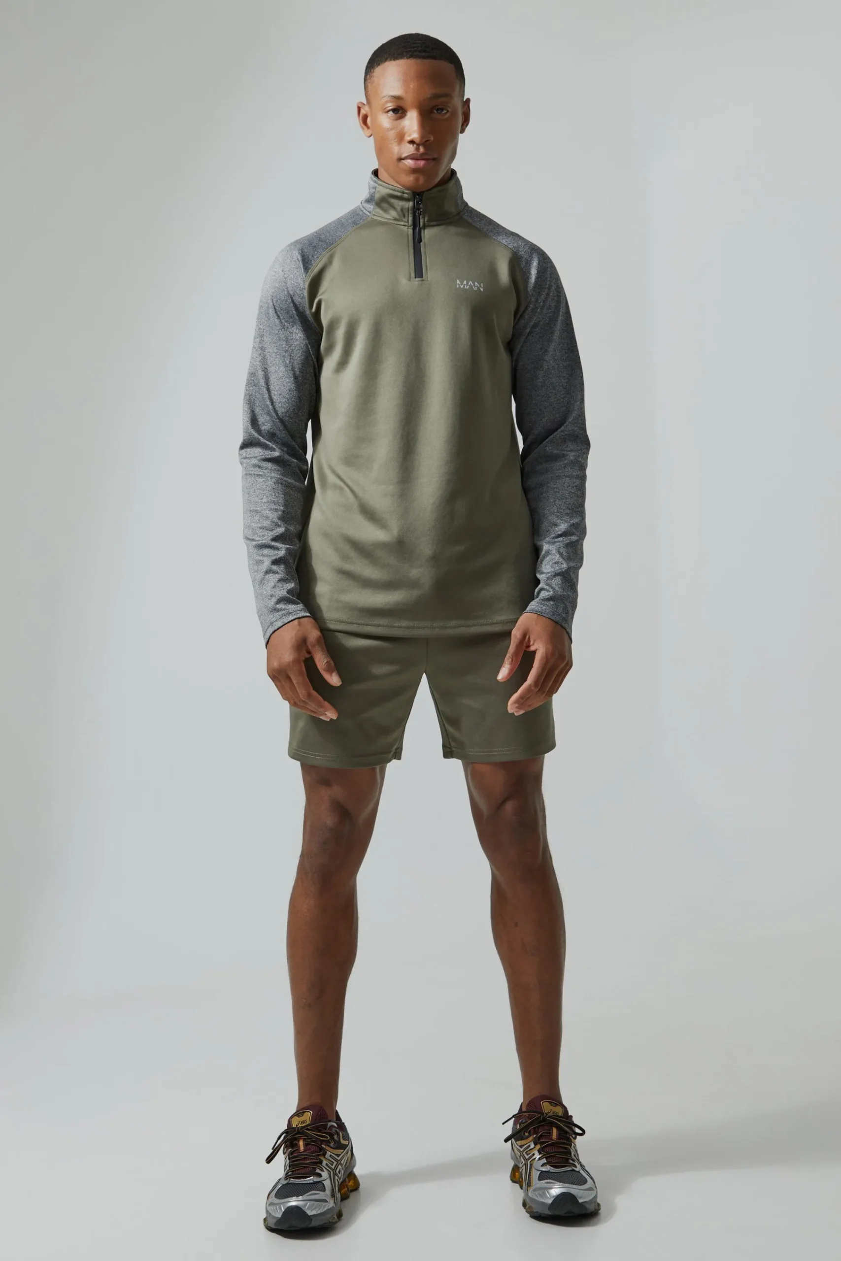 boohooMAN Man Active Gym Funnel Neck Short Set | UK| Tracksuits