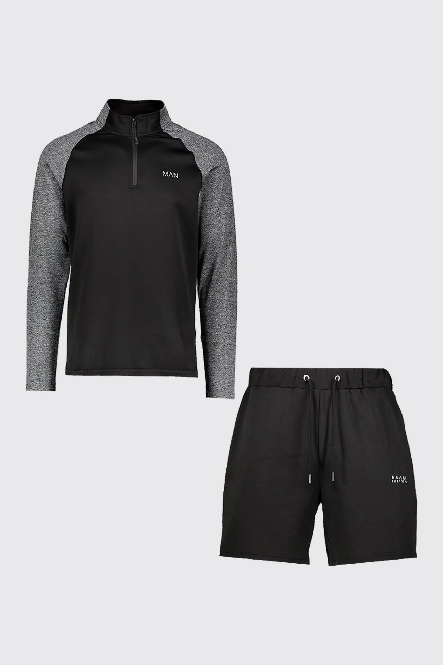 boohooMAN Man Active Gym Funnel Neck Short Set | UK| Tracksuits