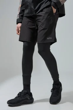 boohooMAN Man Active Gym 2-in-1 Base Layer Shorts | UK| Joggers