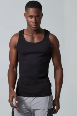 Man Active Gym Muscle Fit Ribbed Vest | UK^boohooMAN Sale