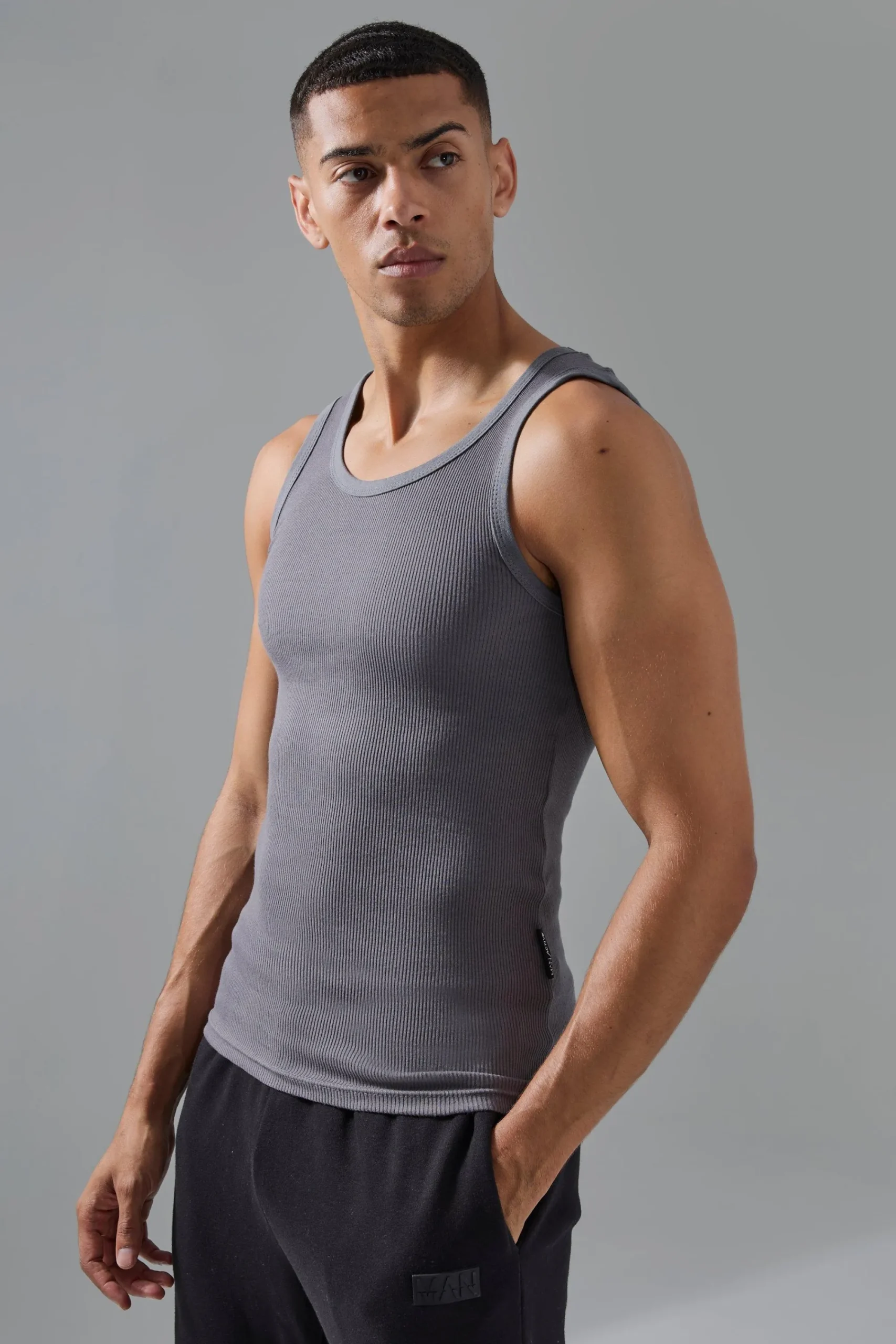 Man Active Gym Muscle Fit Ribbed Vest | UK^boohooMAN Discount