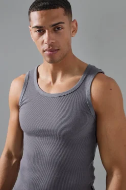 Man Active Gym Muscle Fit Ribbed Vest | UK^boohooMAN Discount