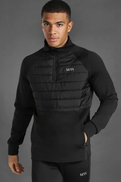 boohooMAN Man Active Gym Quilted Regular Fit 1/4 Zip Top | UK| Coats & Jackets
