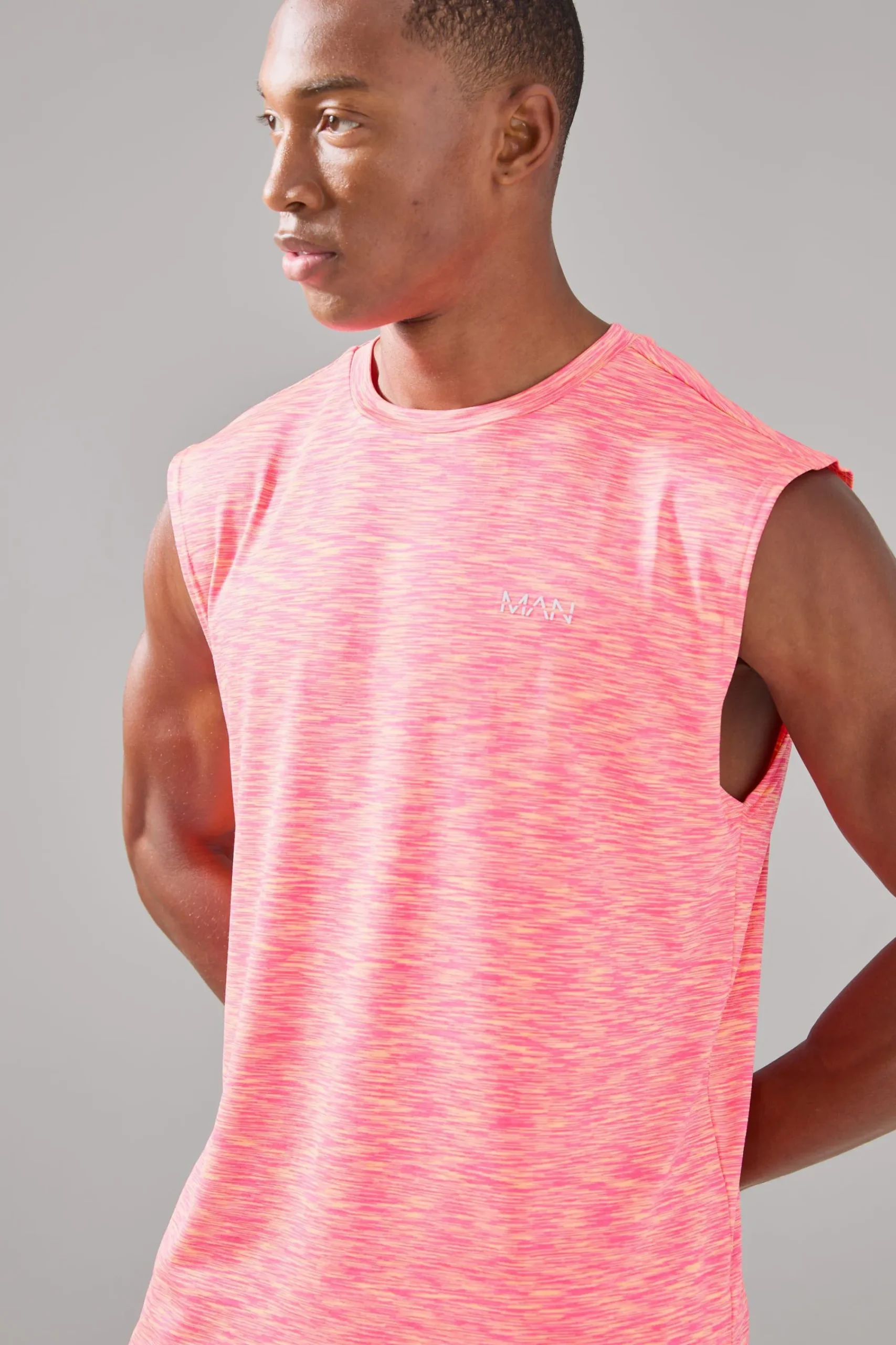 Man Active Lightweight Space Dye Marl Regular Fit Tank | UK^boohooMAN Hot