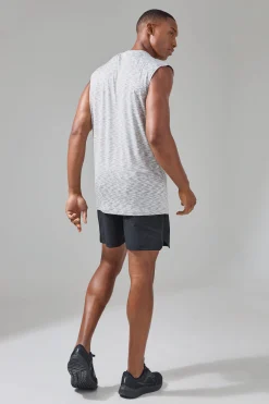 Man Active Lightweight Space Dye Marl Reg Fit Tank | UK^boohooMAN Outlet