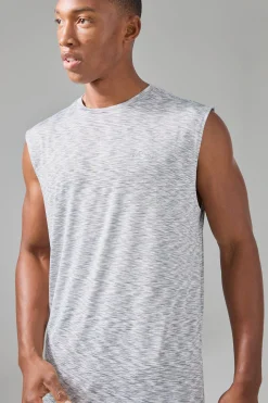 Man Active Lightweight Space Dye Marl Reg Fit Tank | UK^boohooMAN Outlet